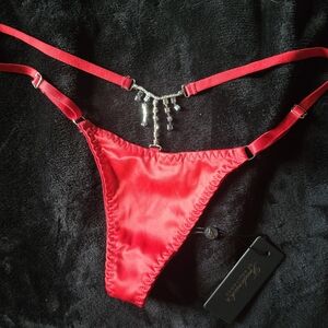 Frederick's of Hollywood Red Satin Panty with Sparkling Accents